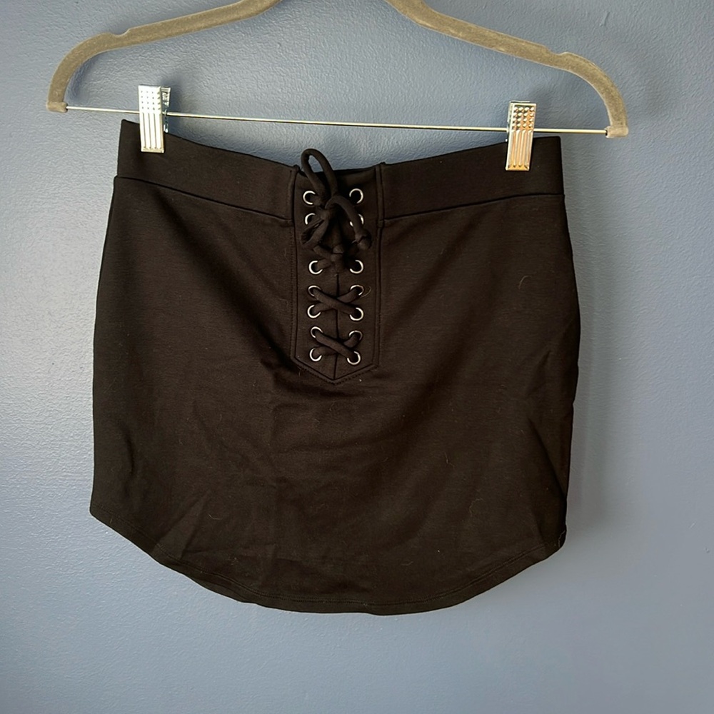 Forever 21 Black Skirt With Lace Up Front
